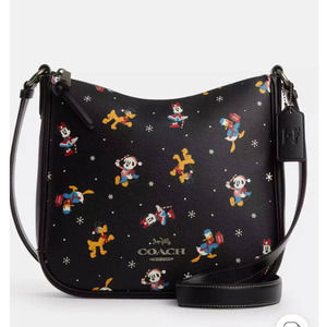 New Coach Disney X Coach Ellie File Bag With Holiday Print